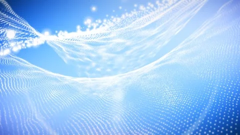 Waves of light flow gracefully against a soothing blue backdrop Stock Footage 304609548