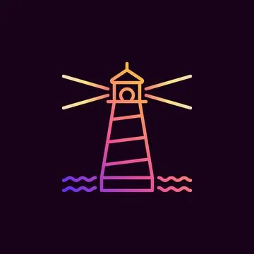 Waves with Lighthouse vector concept colorful icon or sign Stock Illustration