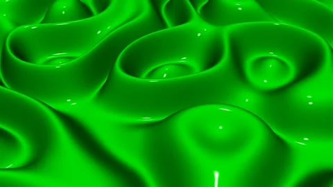 Waves of Lime Paint, Background, 3D Render, Reflection, Exclusive Stock Footage 268812152