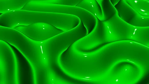 Waves of Lime Paint, Exclusive, 3D Render, Background, Reflection Stock Footage 268812089