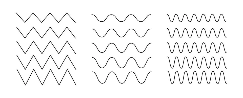 Waves line set. Vector zigzag and wavy horizontal underline. Thin wave line Stockillustratie
