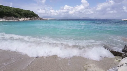 Waves on a little beautiful beach Stock Footage