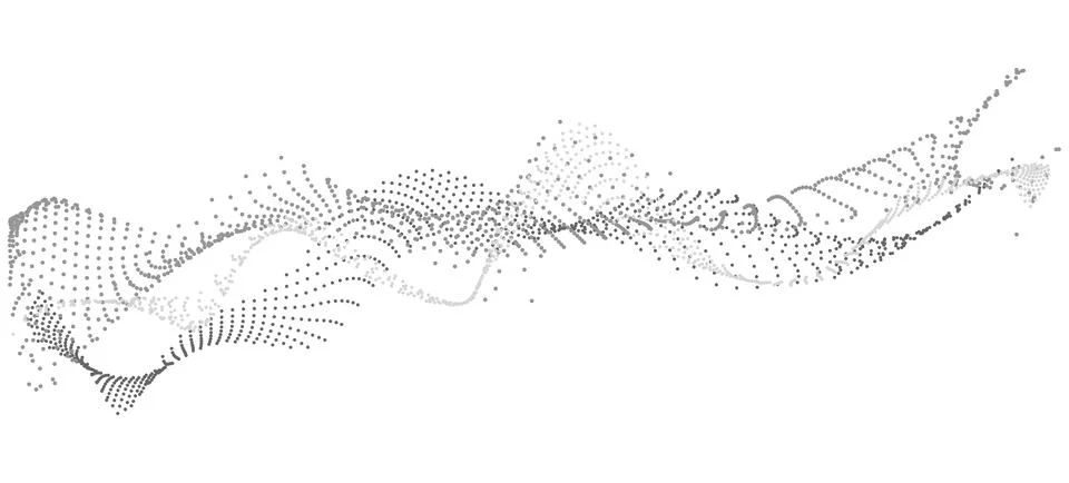 Waves of many lines flowing particles, abstract blend mesh from wavy black Illustrazione stock