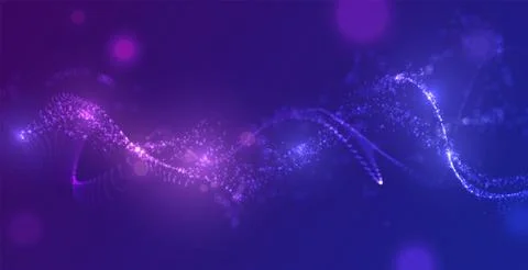 Waves of many lines flowing particles and sparkles, abstract dotted wavy stripes Stock Illustration
