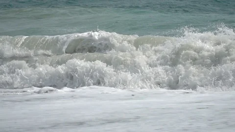 Waves of the Mediterranean sea. 4x slow Stock Footage 80058867