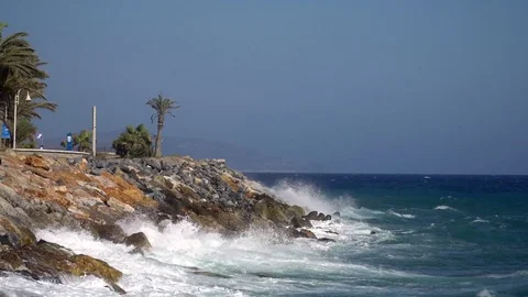 Waves of the Mediterranean sea Stock Footage 79992306