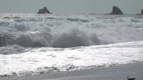 Waves of the Mediterranean sea in the storm Stock Footage 80058647