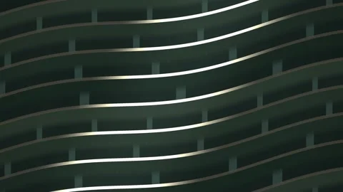 Waves of metal lines create an abstract pattern in a dark Video stock 339578544