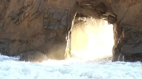 Waves, mist and sunlight Stock Footage 43223146