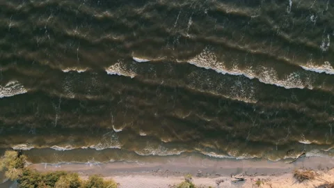 Waves Moves To The Shore. View From Above. 스톡 동영상 94152600