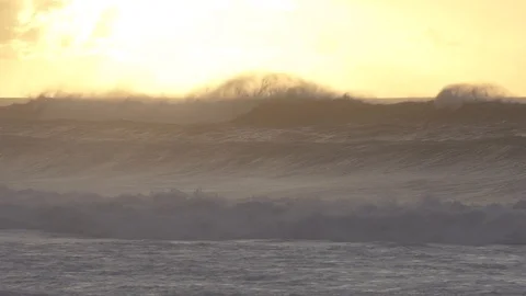 Waves moving in the sea at sunset in slow motion Stock Footage 85819703