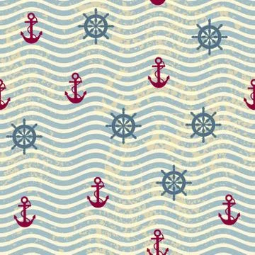 Waves nautical pattern 库存插图