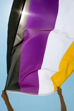 Waves a non-binary pride flag Stock Photos