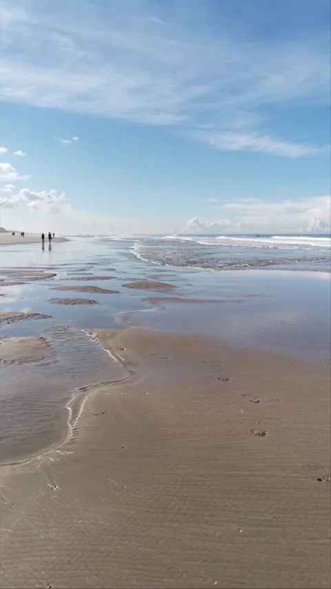 Waves of the North sea are slightly flooding the beach. Stock Footage 231161117