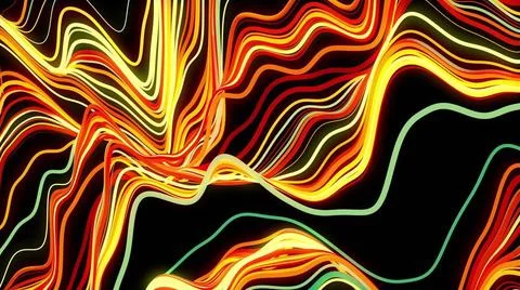 Waves of numerous abstract colored lines computer generated background. 3d... Foto stock