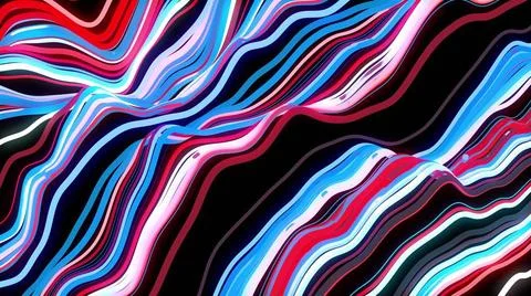 Waves of numerous abstract colored lines computer generated background. 3d... Stock Photos