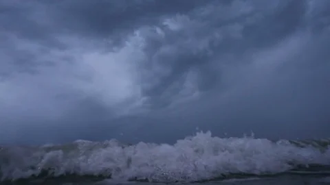 Waves on the ocean. The camera goes under water. Stock Footage 80890016