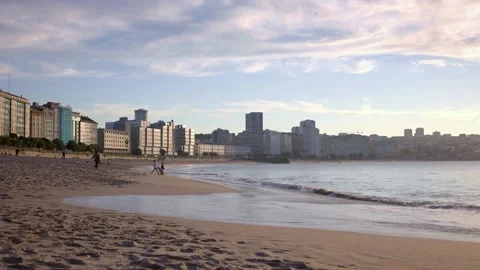Waves off the ocean coast. Urban environment. Stock Footage 196592153