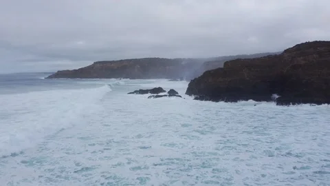 Waves of the ocean. Drone shot. Going by the way Video stock 143496723