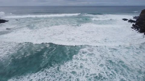 Waves of the ocean. Drone shot. Into the ocean Video stock 143495939