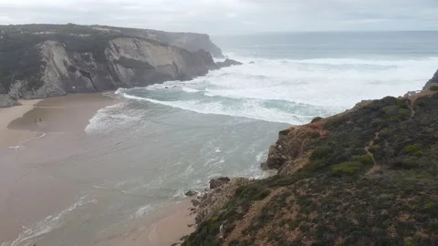 Waves of the ocean. Drone shot from very high Video stock 143496870