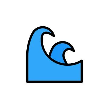 Waves, ocean icon. Simple color with outline vector elements of saving marine Stock Illustration