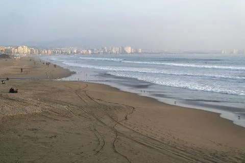 Waves in the ocean. View from the beach Stock Photos