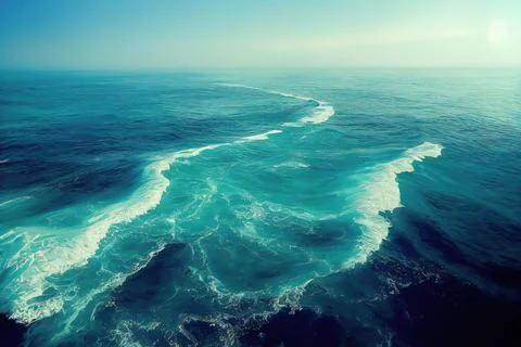 Waves of ocean water abstract background. Digital illustration Stock Illustration