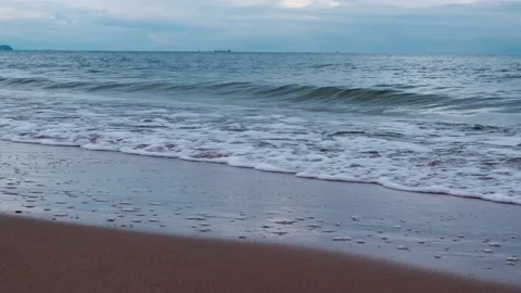 Waves on the ocean. The wave breaks on a shallow shore. natural background Stock Footage 231640634