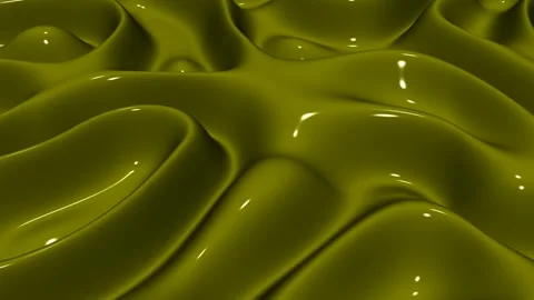 Waves of Olive Enamel Paint, Exclusive, Background, 3D Render, Reflection Stock Footage 269026308