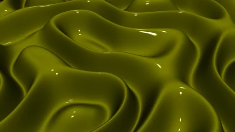 Waves of Olive Enamel Paint, Exclusive, 3D Render, Background, Reflection Stock Footage 269026336