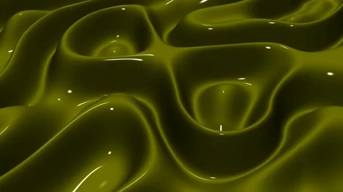 Waves of Olive Paint, Background, Exclusive, 3D Render, Reflection Stock Footage 269026109