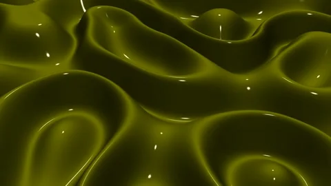 Waves of Olive Paint, Background, Reflection, 3D Render, Exclusive Stock Footage 269026102