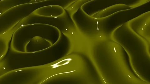 Waves of Olive Paint, Exclusive, Background, 3D Render, Reflection Stock Footage 269026176