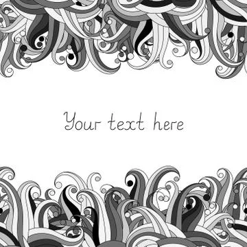 Waves or grass seamless border pattern. May be used like an Invitation card Illustrazione stock