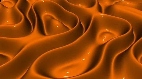 Waves of Orange Enamel Paint, Background, Reflection, 3D Render, Exclusive Stock Footage 268865210