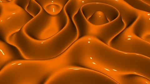 Waves of Orange Enamel Paint, Background, Exclusive, 3D Render, Reflection Stock Footage 268865262