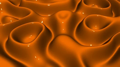 Waves of Orange Enamel Paint, Background, 3D Render, Reflection, Exclusive Stock Footage 268865267