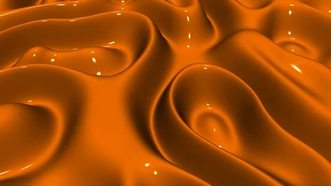 Waves of Orange Enamel Paint, Exclusive, 3D Render, Background, Reflection Stock Footage 268865360