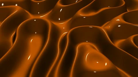 Waves of Orange Paint, Background, Reflection, Exclusive, 3D Render Stock Footage 268865006