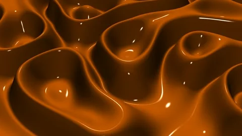 Waves of Orange Paint, Background, Reflection, 3D Render, Exclusive Stock Footage 268865007