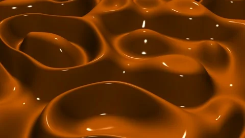 Waves of Orange Paint, Exclusive, 3D Render, Background, Reflection Stock Footage 268865196