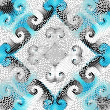 Waves of ornamental mosaic tile patterns Stock Illustration