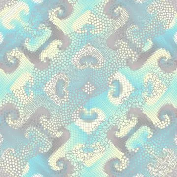 Waves of ornamental mosaic tile patterns Stock Illustration
