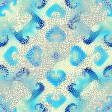 Waves of ornamental mosaic tile patterns Stock Illustration