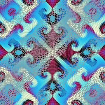 Waves of ornamental mosaic tile patterns Illustrazione stock