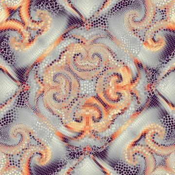 Waves of ornamental mosaic tile patterns Stock Illustration