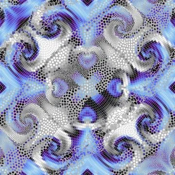 Waves of ornamental mosaic tile patterns Stock Illustration