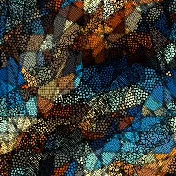 Waves of ornamental mosaic tile patterns Stock Illustration