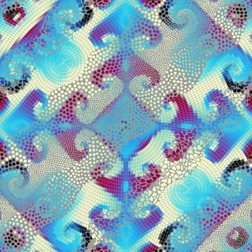 Waves of ornamental mosaic tile patterns Stock Illustration